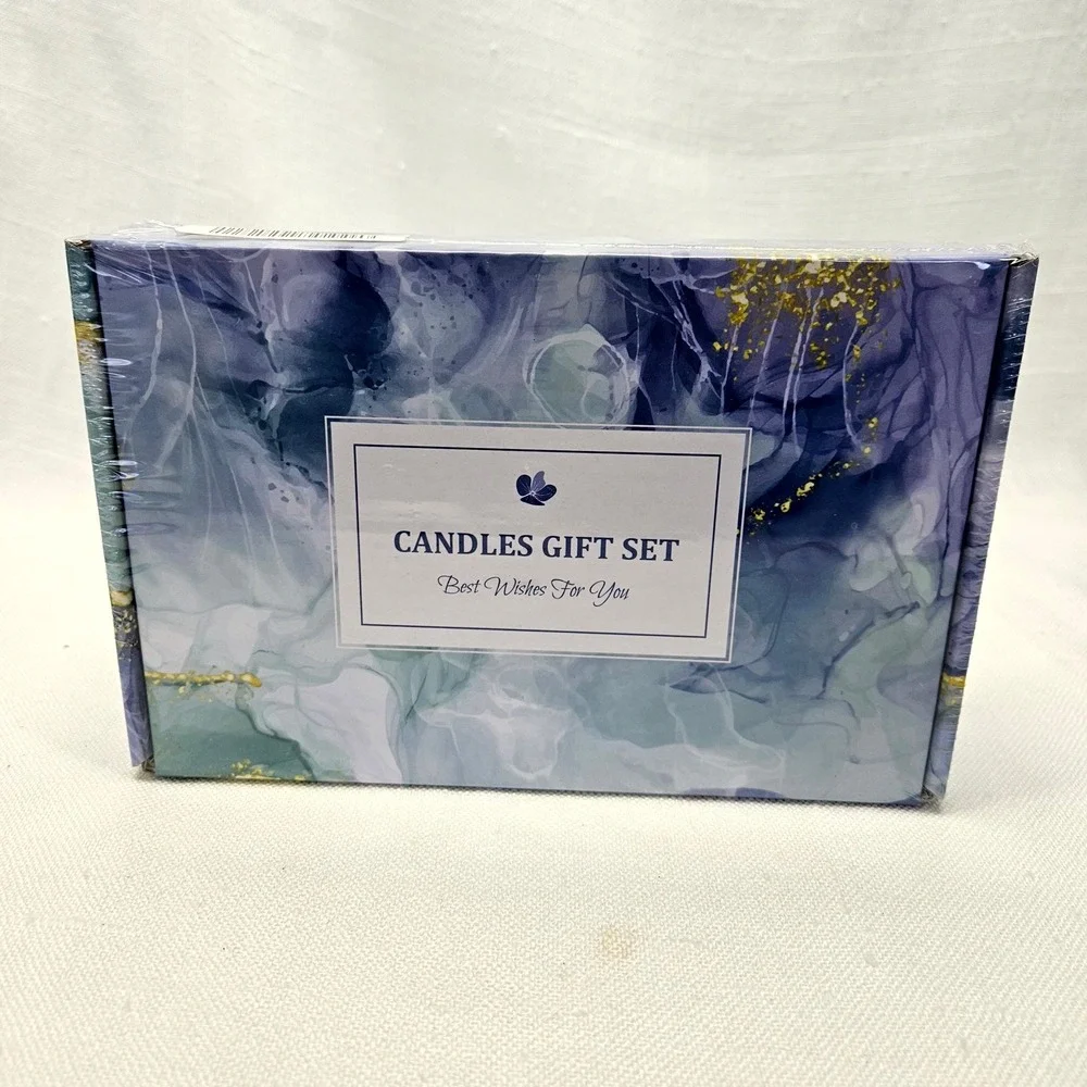 OMYAYA Scented Candles and Hand Cream Gift‎ Set Women 8pc Multicolor Soy Spa Kit